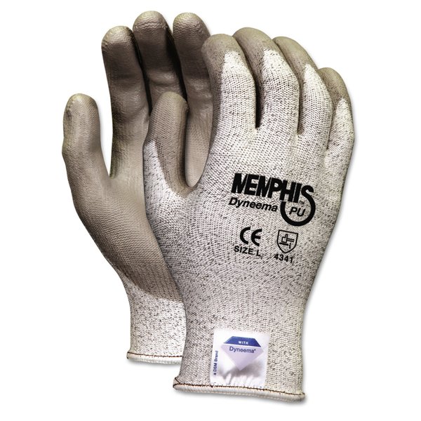Mcr Safety Memphis Dyneema Polyurethane Gloves, Large, White/Gray PR 9672L